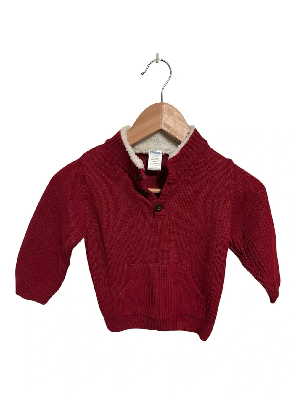 Gymboree Red Knit Pullover Sweater with Sherpa Trim-NWOT Size 3T